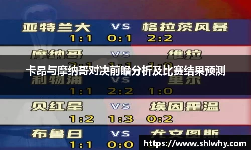 卡昂与摩纳哥对决前瞻分析及比赛结果预测